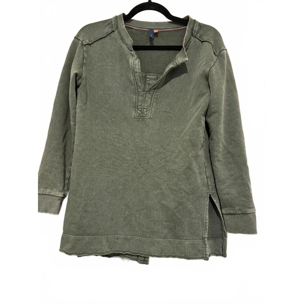 Pilcro Anthropologie distressed green long sleeve shirt sz XS oversized‎ #1601